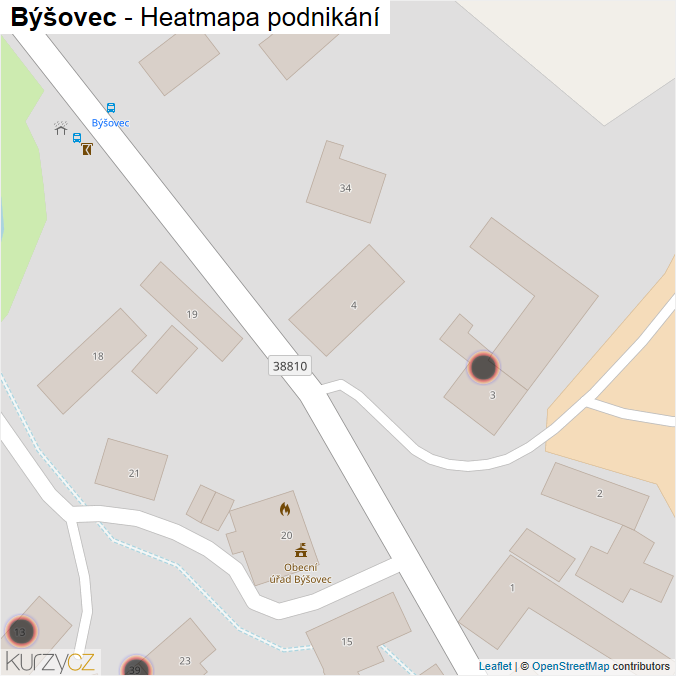 Mapa Býšovec - Firmy v obci.