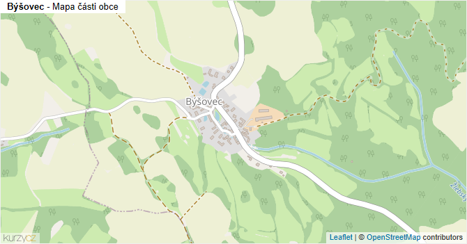Býšovec - mapa části obce
