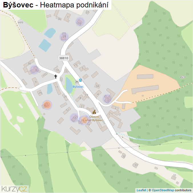Mapa Býšovec - Firmy v části obce.