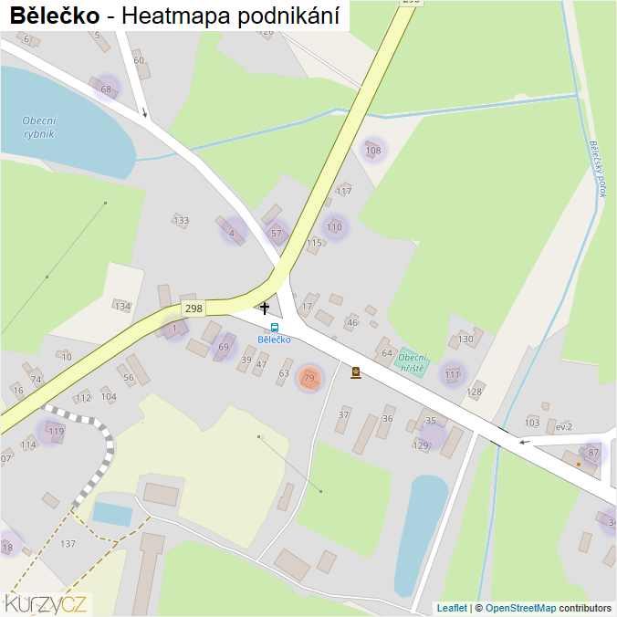 Mapa Bělečko - Firmy v části obce.