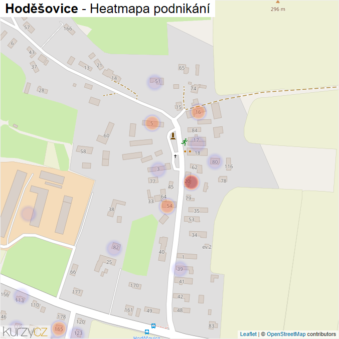 Mapa Hoděšovice - Firmy v části obce.