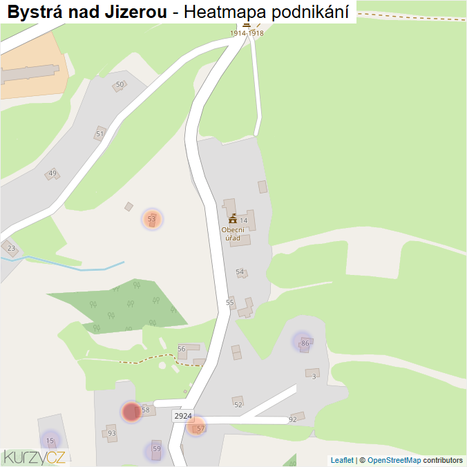 Mapa Bystrá nad Jizerou - Firmy v části obce.