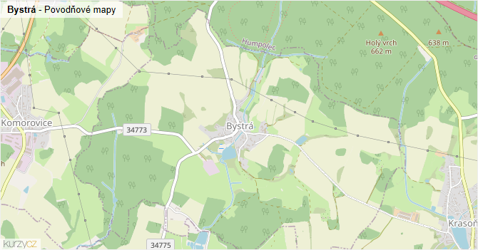 Bystrá - záplavové mapy stoleté vody