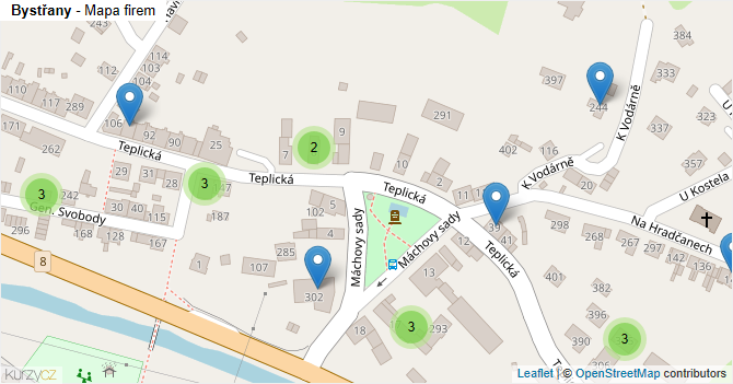 Bystřany - mapa firem