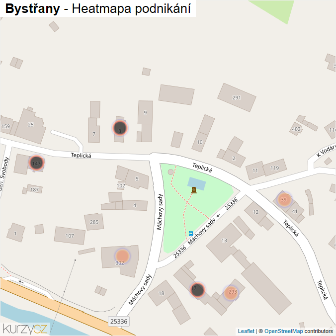 Mapa Bystřany - Firmy v obci.