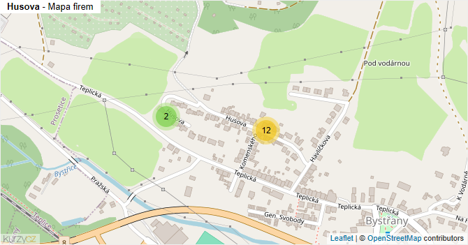 Husova - mapa firem