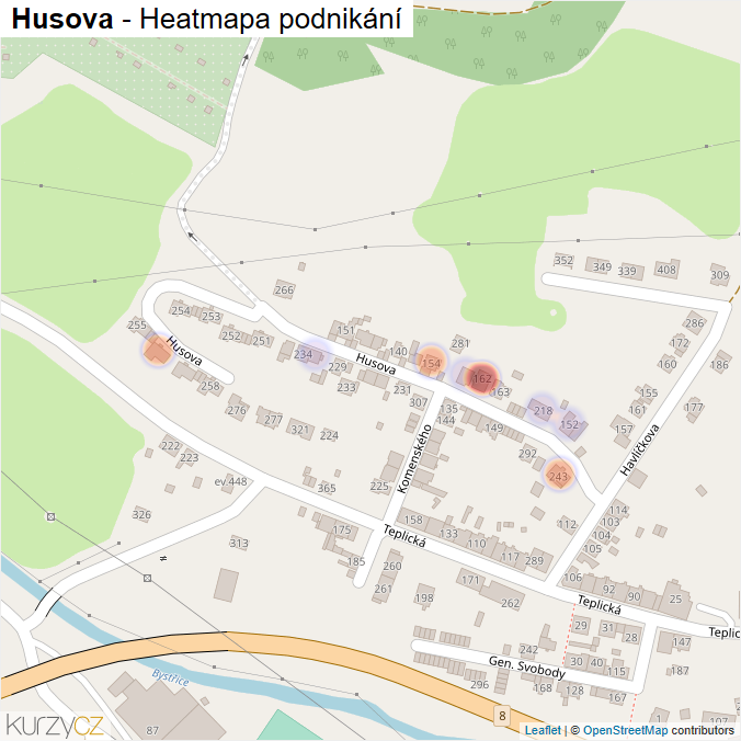 Mapa Husova - Firmy v ulici.