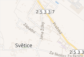 Jana Žižky v obci Bystřany - mapa ulice