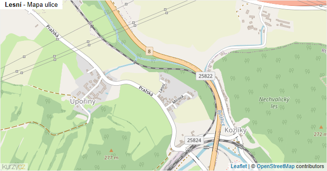 Lesní - mapa ulice