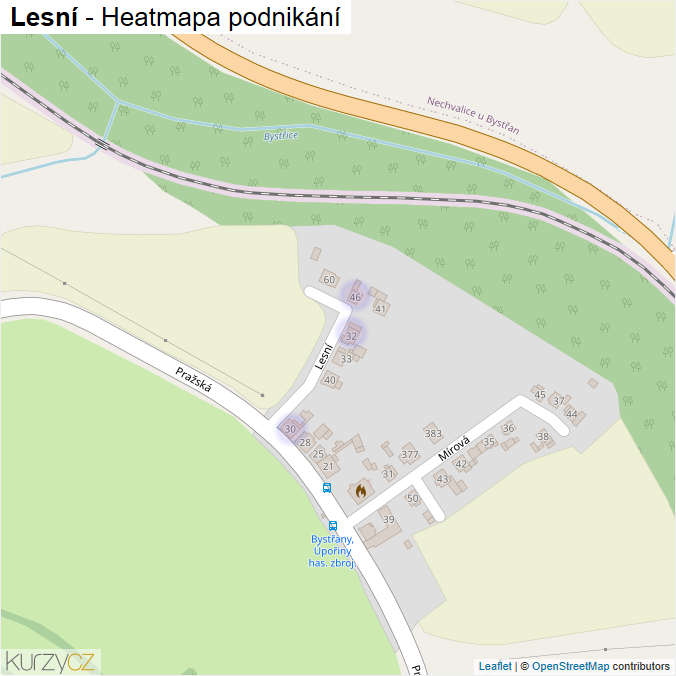 Mapa Lesní - Firmy v ulici.