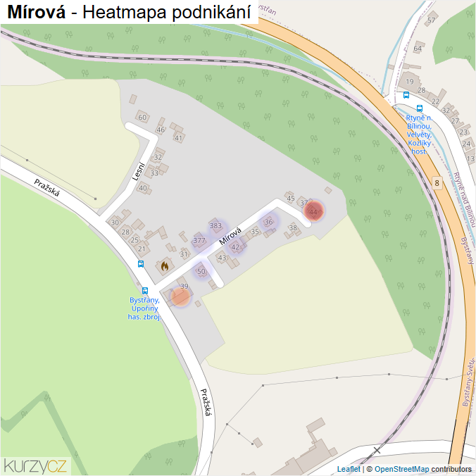 Mapa Mírová - Firmy v ulici.