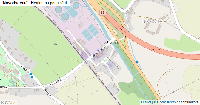 Novodvorská - mapa podnikání