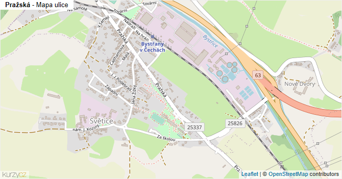Pražská - mapa ulice