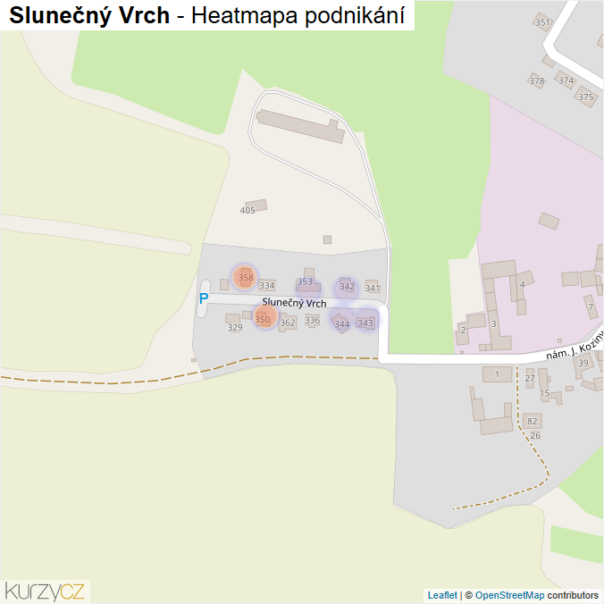 Mapa Slunečný Vrch - Firmy v ulici.