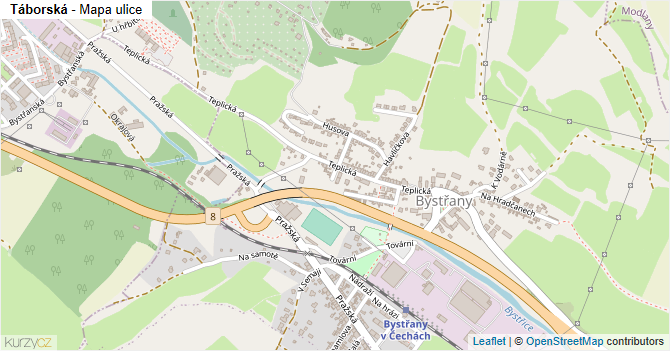 Táborská - mapa ulice