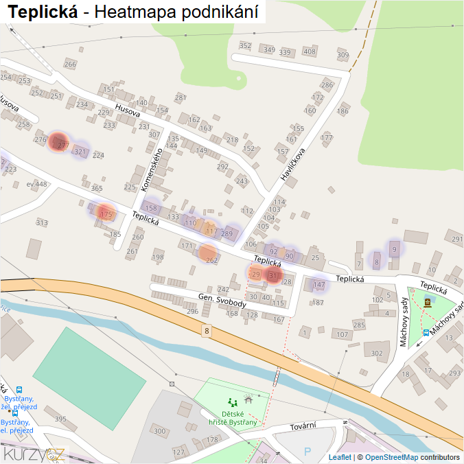 Mapa Teplická - Firmy v ulici.