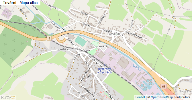Tovární - mapa ulice