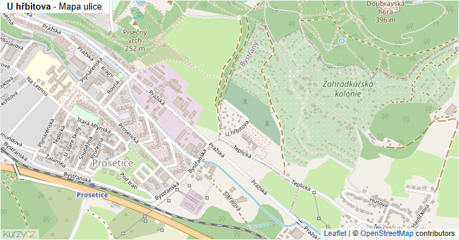 U hřbitova - mapa ulice