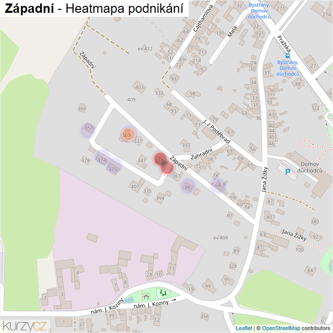 Mapa Západní - Firmy v ulici.