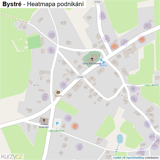 Mapa Bystré - Firmy v části obce.