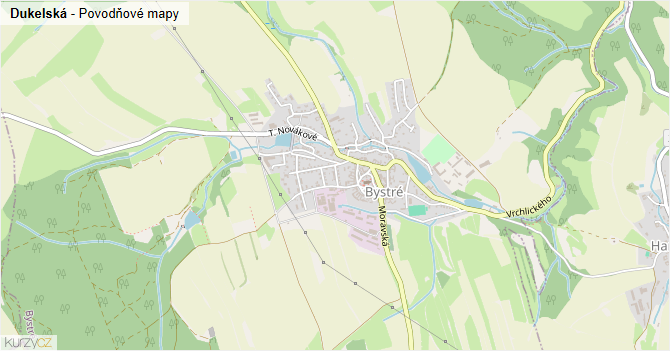 Dukelská - záplavové mapy stoleté vody