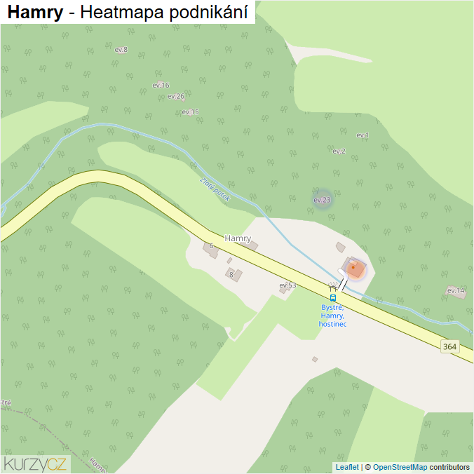 Mapa Hamry - Firmy v části obce.