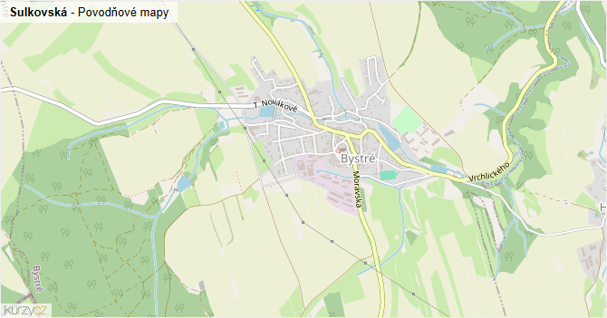 Sulkovská - záplavové mapy stoleté vody