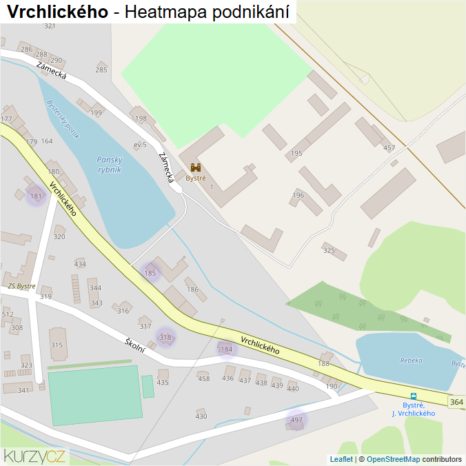 Mapa Vrchlického - Firmy v ulici.