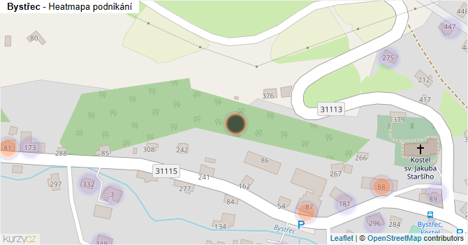 Bystřec - mapa podnikání