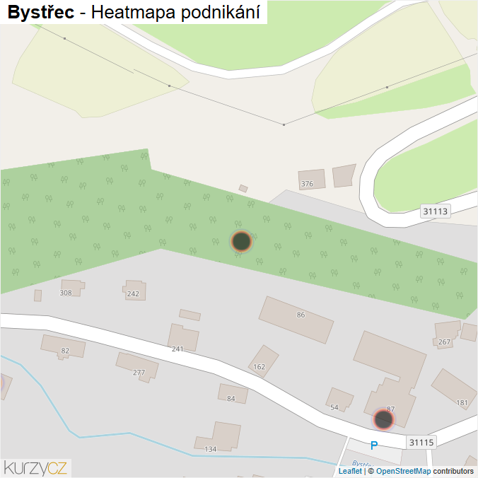 Mapa Bystřec - Firmy v obci.