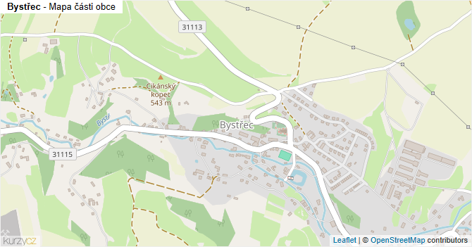 Bystřec - mapa části obce