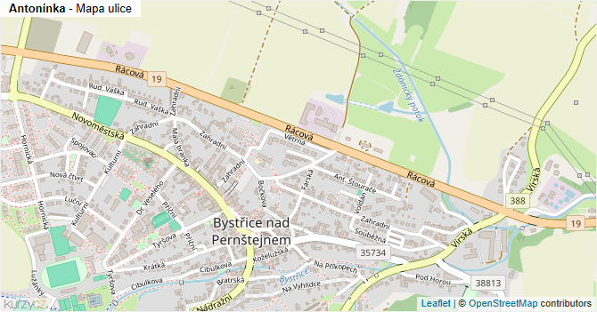 Antonínka - mapa ulice
