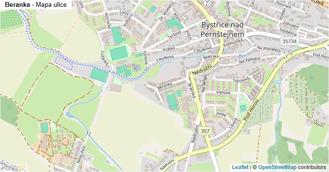 Beranka - mapa ulice