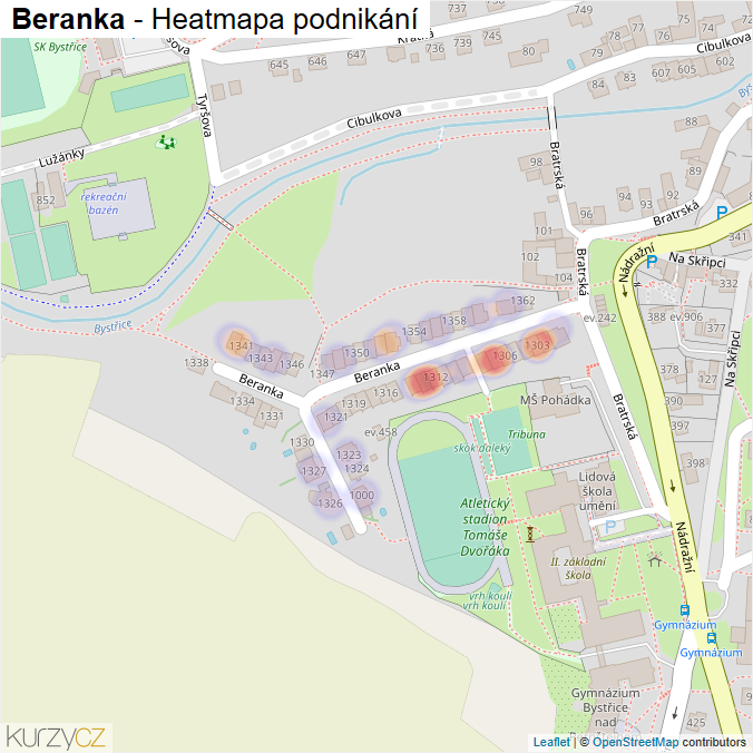 Mapa Beranka - Firmy v ulici.