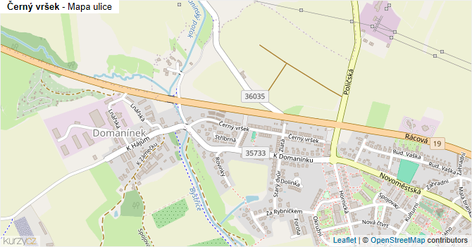 Černý vršek - mapa ulice