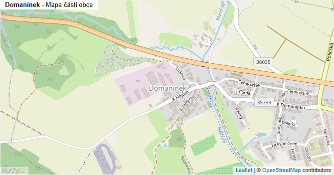 Domanínek - mapa části obce