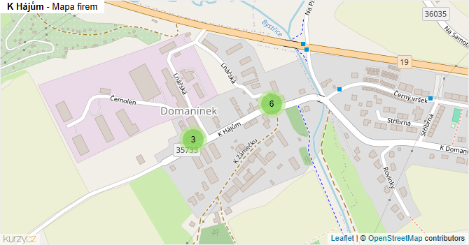 K Hájům - mapa firem