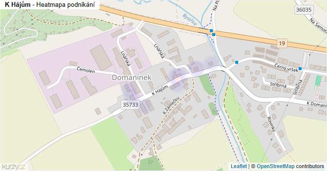 K Hájům - mapa podnikání