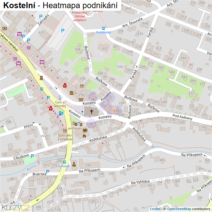 Mapa Kostelní - Firmy v ulici.