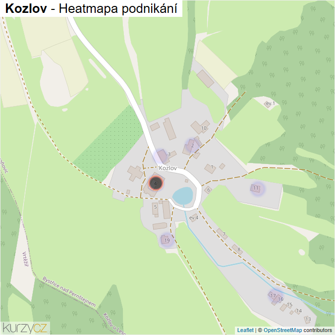 Mapa Kozlov - Firmy v části obce.