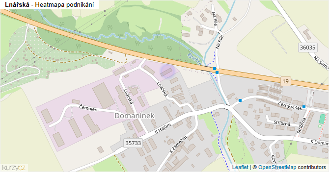Lnářská - mapa podnikání