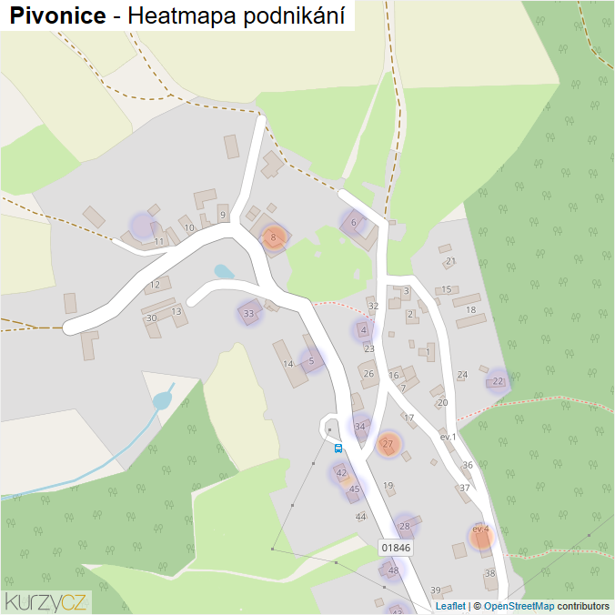 Mapa Pivonice - Firmy v části obce.