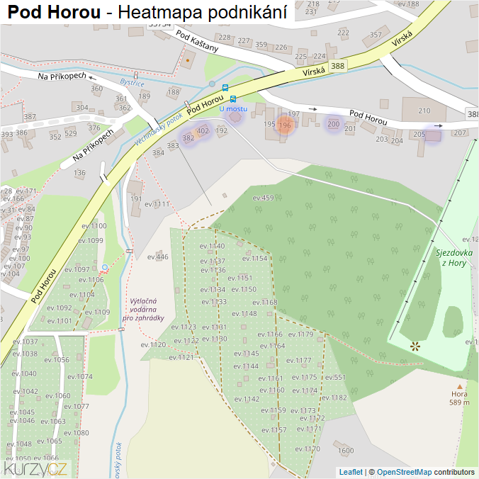 Mapa Pod Horou - Firmy v ulici.