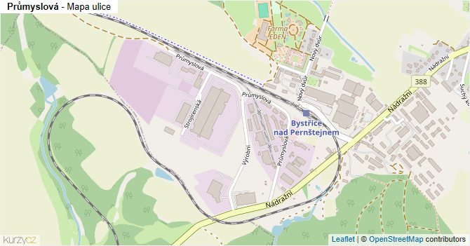 Průmyslová - mapa ulice