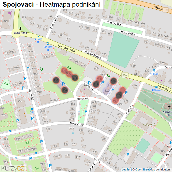 Mapa Spojovací - Firmy v ulici.