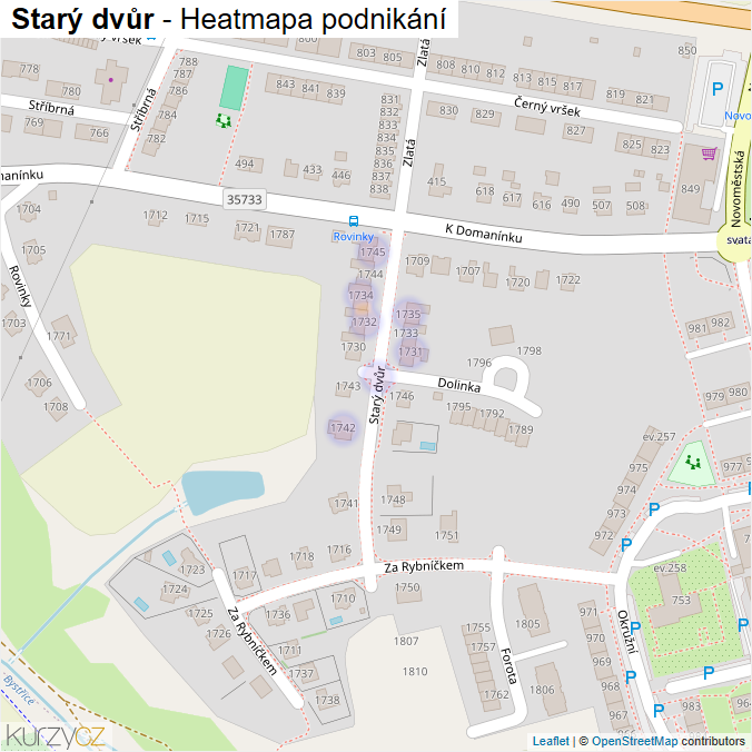 Mapa Starý dvůr - Firmy v ulici.