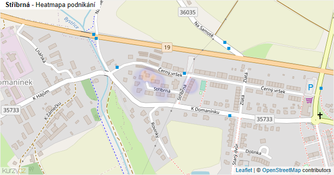 Stříbrná - mapa podnikání