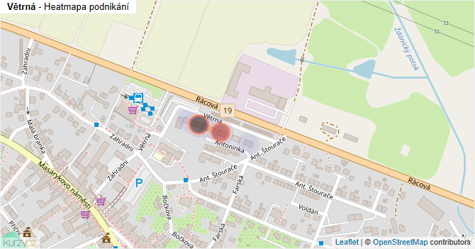 Větrná - mapa podnikání