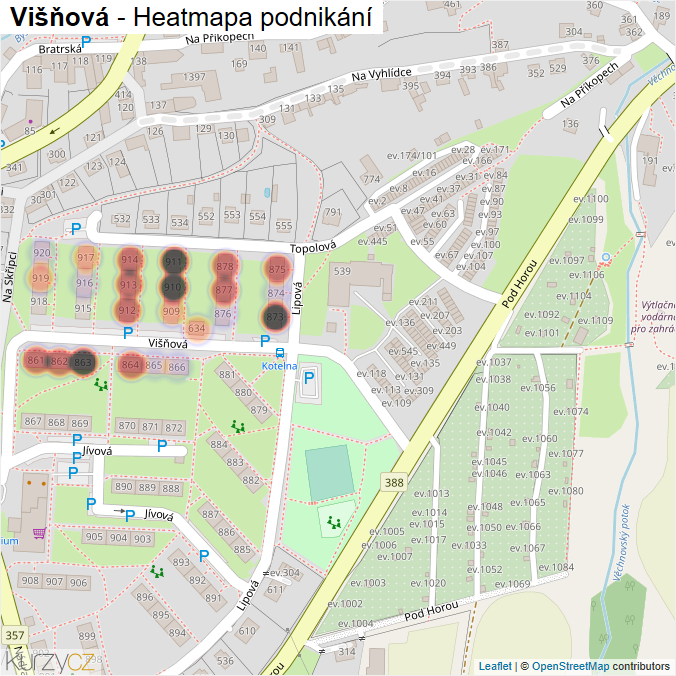 Mapa Višňová - Firmy v ulici.