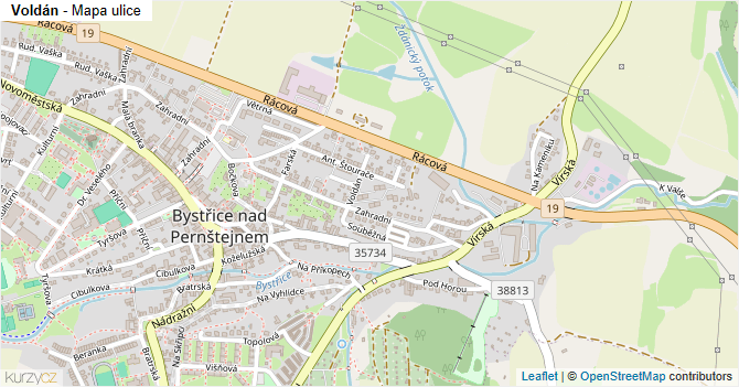 Voldán - mapa ulice